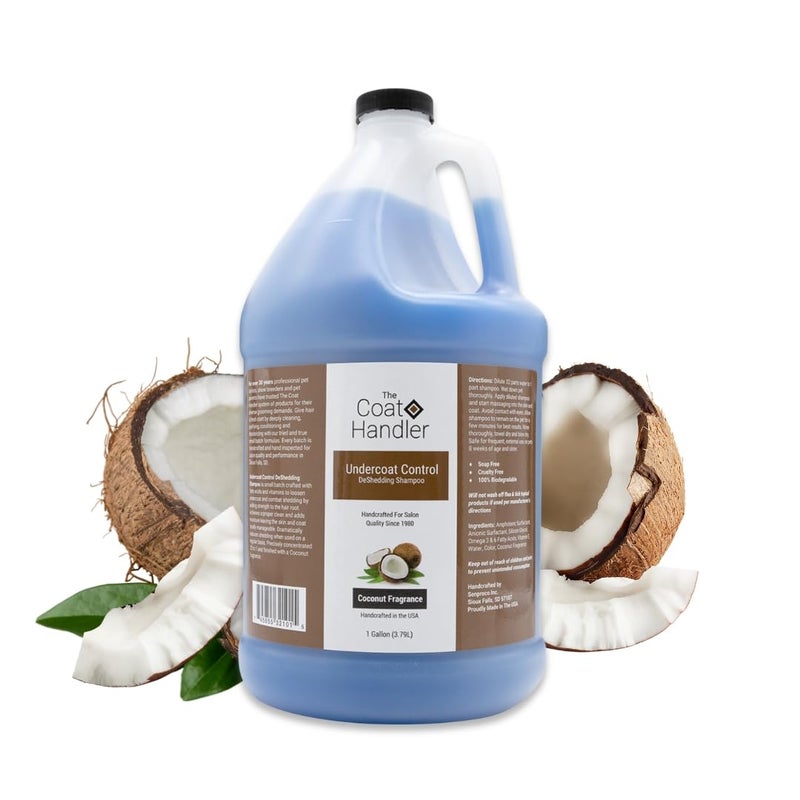 The Coat Handler Undercoat Control deShedding Dog Shampoo, 1 Gallon - Combats and Reduces Shedding, Undercoat Removal, Omega 3 & 6 Rich, Vitamin E Strengthens The Hair Follicle, Natural - Image 1
